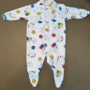 Vintage Carters 90s Colorful Bears/Balloons One-Piece Footsie Pajamas